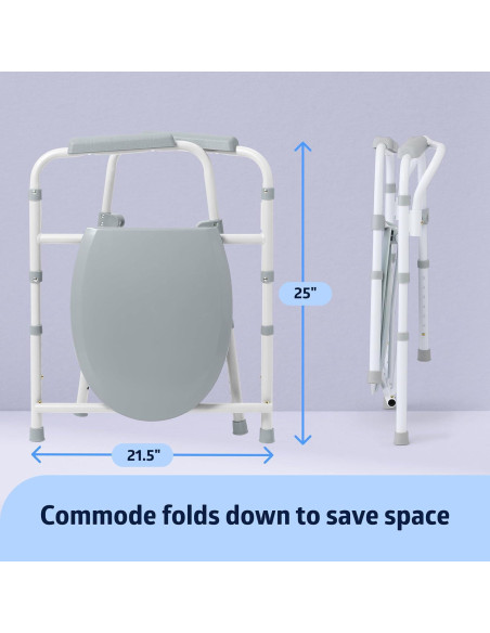 Comoda 3-en-1 Medline Acero Plegable 7.1L Asiento Estándar