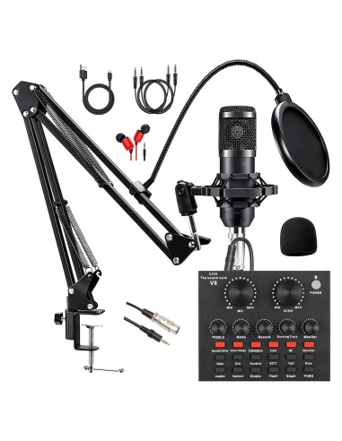 Paquete de Podcast BM800 y Tarjeta de Sonido V8 - Negro