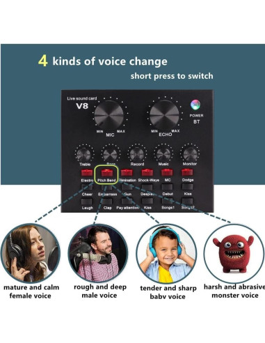 Paquete de Podcast BM800 y Tarjeta de Sonido V8 - Negro