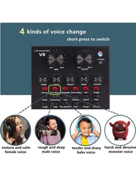 Paquete de Podcast BM800 y Tarjeta de Sonido V8 - Negro