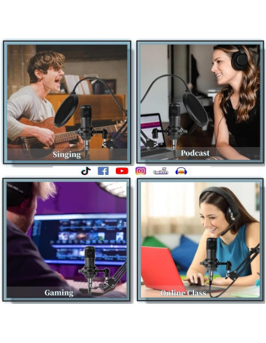 Paquete de Podcast BM800 y Tarjeta de Sonido V8 - Negro