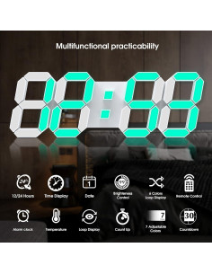Reloj de Pared LED 3D EDUP HOME 38,1 cm con Control Remoto 2