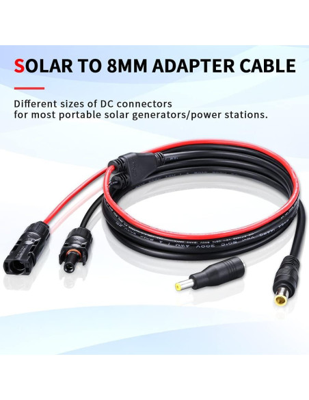 Cable Adaptador Solar ELECTOP DC 8mm 1.8M 14AWG para Generadores