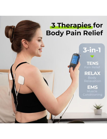 AUVON Estimulador Muscular TENS 3-en-1 con 40 Intensidades