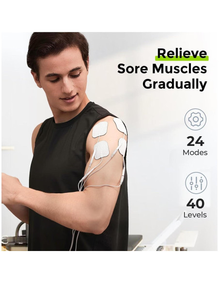 AUVON Estimulador Muscular TENS 3-en-1 con 40 Intensidades