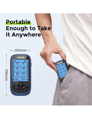 AUVON Estimulador Muscular TENS 3-en-1 con 40 Intensidades
