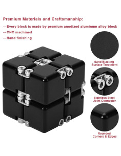 Cubo Infinito Antiestrés Lifidea Negro 3,99 cm 6 Colores 2