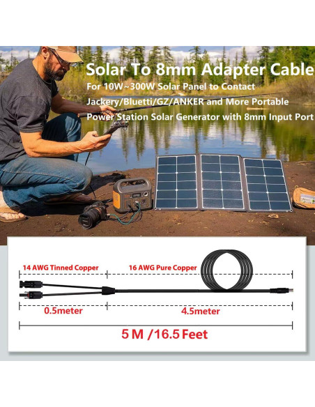 Cable de extensión solar 5m 8mm Shenzhenshi Datong