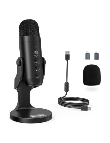 Micrófono USB ZealSound K66 para PC y PS4/PS5, Negro