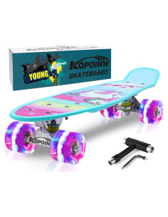 Patineta Kqpoinw 22 cm Unicornio Azul Ruedas LED para Niños