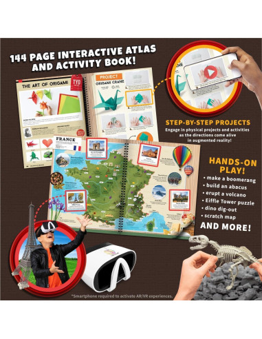 Atlas VR Abacus - Kit de Ciencia Geografía para Niños