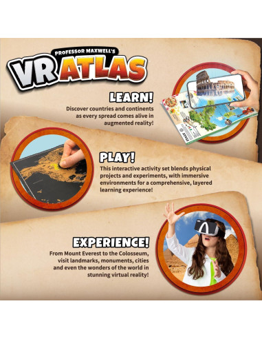 Atlas VR Abacus - Kit de Ciencia Geografía para Niños
