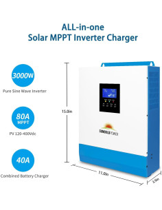 Inversor Solar 3000W 24V SunGoldPower con Cargador MPPT 2