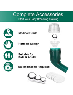 Ejercitador Respiratorio Giyosk Verde con Accesorios 2