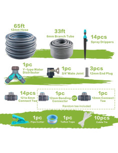 Kit de Riego por Goteo 30m Fujin con Accesorios 12mm 6mm 2
