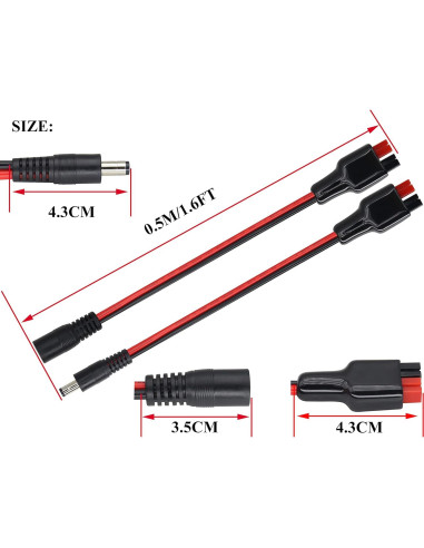 Conector de Alimentación Anderson 14AWG a DC 5.5x2.1mm 60cm