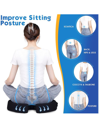 Cojín de Asiento TushGuard Espuma Viscoelástica Negro