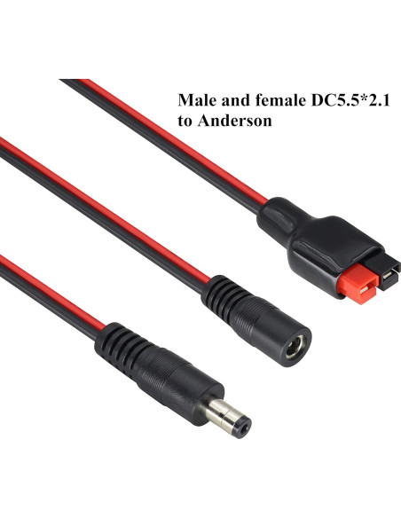 Conector de Alimentación Anderson 14AWG a DC 5.5x2.1mm 60cm