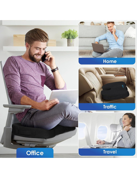 Cojín de Asiento TushGuard Espuma Viscoelástica Negro