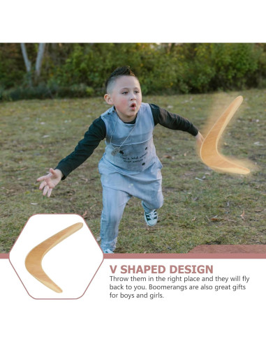 Boomerang de Madera Gatuida 36.87x21.5cm para Niños y Adultos