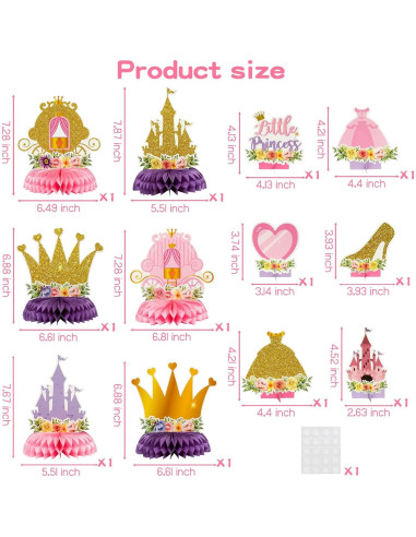 Centros de Mesa de Panal Floral Princesa ArowlWesh 12 Pcs