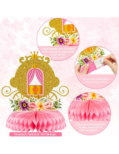 Centros de Mesa de Panal Floral Princesa ArowlWesh 12 Pcs