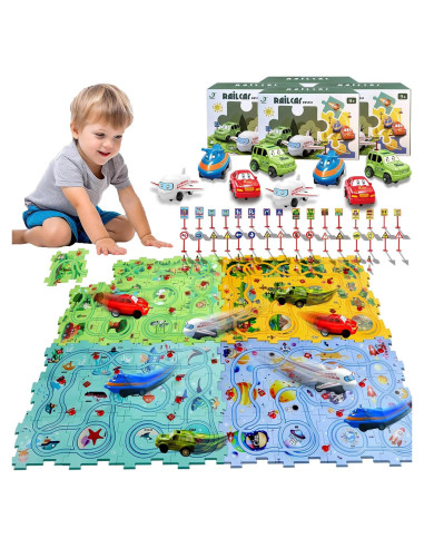 Juego de Pista de Autos Puzzle Racer Niville 12 Piezas