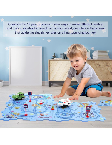 Juego de Pista de Autos Puzzle Racer Niville 12 Piezas