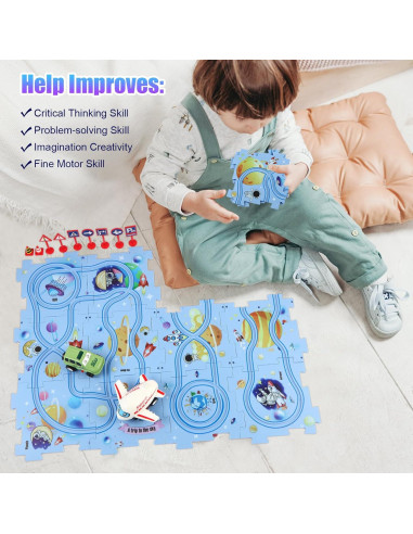 Juego de Pista de Autos Puzzle Racer Niville 12 Piezas