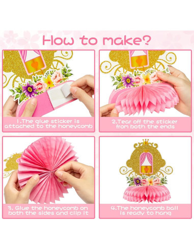 Centros de Mesa de Panal Floral Princesa ArowlWesh 12 Pcs