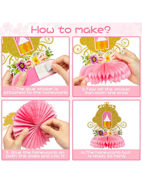 Centros de Mesa de Panal Floral Princesa ArowlWesh 12 Pcs