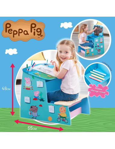 Escritorio de Madera Peppa Pig con Pizarra y Almacenamiento