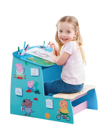 Escritorio de Madera Peppa Pig con Pizarra y Almacenamiento