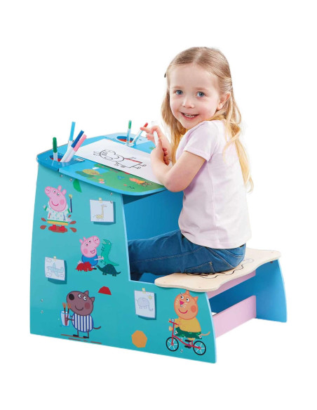 Escritorio de Madera Peppa Pig con Pizarra y Almacenamiento