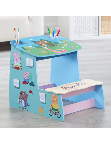 Escritorio de Madera Peppa Pig con Pizarra y Almacenamiento