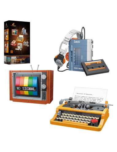 Set Retro JMBricklayer 20131 Máquina de Escribir y Walkman
