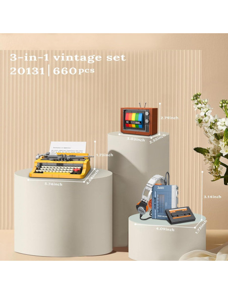 Set Retro JMBricklayer 20131 Máquina de Escribir y Walkman