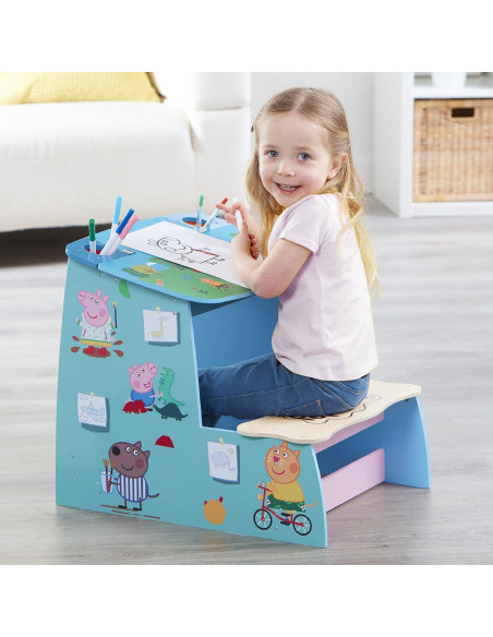 Escritorio de Madera Peppa Pig con Pizarra y Almacenamiento