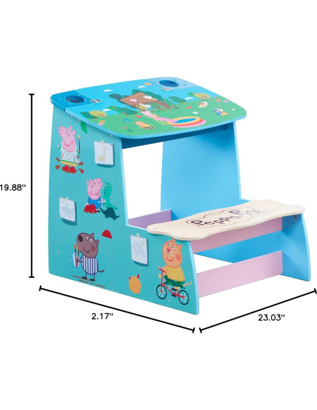 Escritorio de Madera Peppa Pig con Pizarra y Almacenamiento