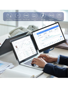 Extensor de Pantalla Doble KEFEYA S1 14" FHD 1080P USB-C 2