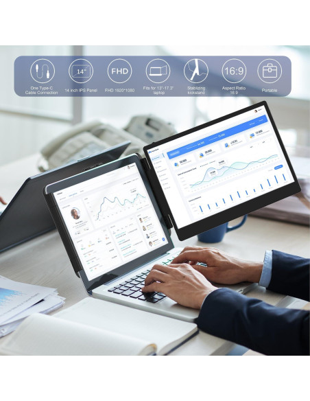 Extensor de Pantalla Doble KEFEYA S1 14" FHD 1080P USB-C