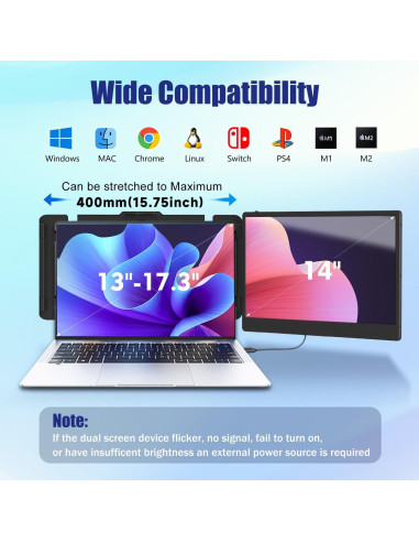 Extensor de Pantalla Doble KEFEYA S1 14" FHD 1080P USB-C