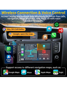 Estéreo de Coche SJOYBRING Doble Din 7" QLED Bluetooth 2