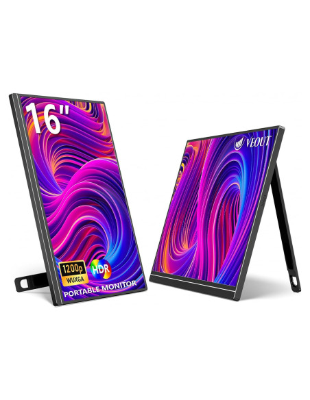 Monitor Portátil VEOUT 16" IPS 1920x1200 USB-C HDMI Monitor Portátil VEOUT 16" IPS 1920x1200 USB-C HDMI