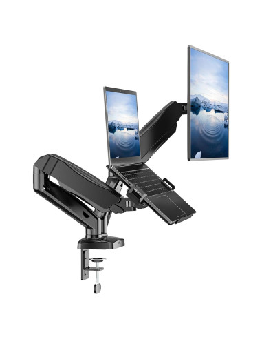 Soporte Doble para Laptop y Monitor WALI GSMP002LP Negro