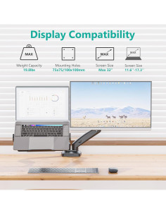 Soporte Doble para Laptop y Monitor WALI GSMP002LP Negro 2