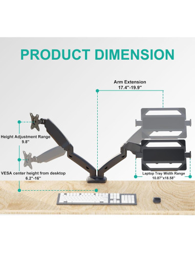 Soporte Doble para Laptop y Monitor WALI GSMP002LP Negro