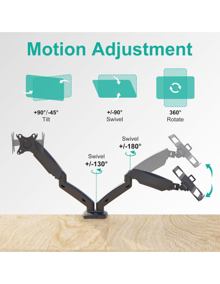 Soporte Doble para Laptop y Monitor WALI GSMP002LP Negro