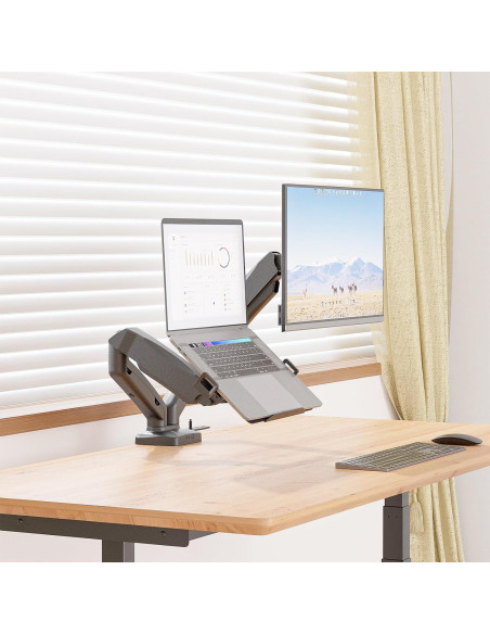 Soporte Doble para Laptop y Monitor WALI GSMP002LP Negro