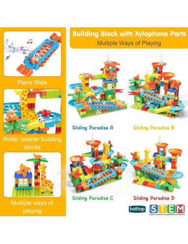 BATTOP Carrera de Canicas 167 PCS Juguete Educativo STEM